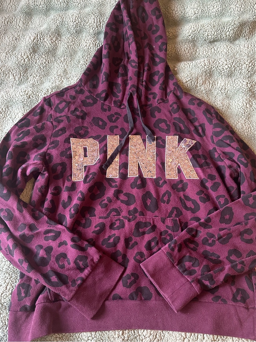 Victoria's Secret PINK Girls' Plum Leopard Print Hoodie